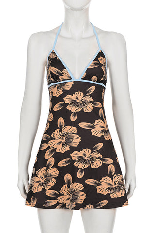 Halter Neck Floral Casual Dress