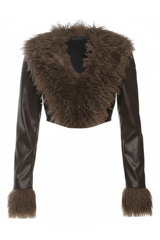 Chic Faux Fur Trimmed Cropped Jacket