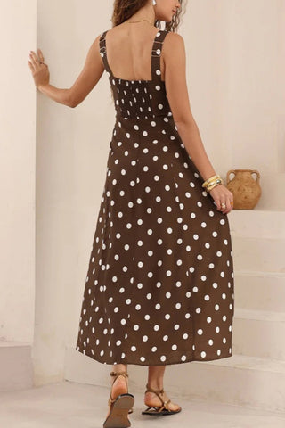 Polka Dot Tie-Front Casual Dress
