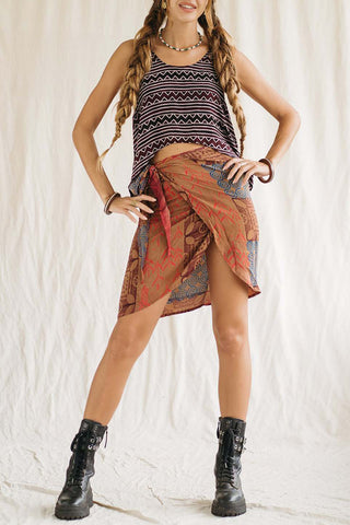 Printed Tank Top with Asymmetrical Hem