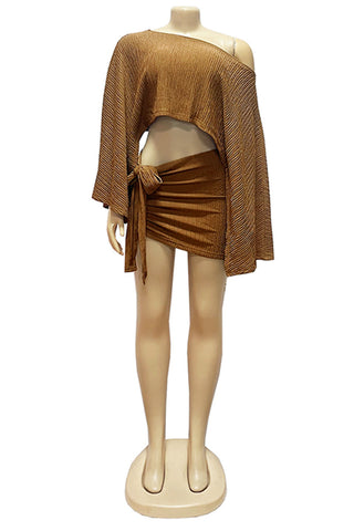 Asymmetric Skirt Set with Tie Detail