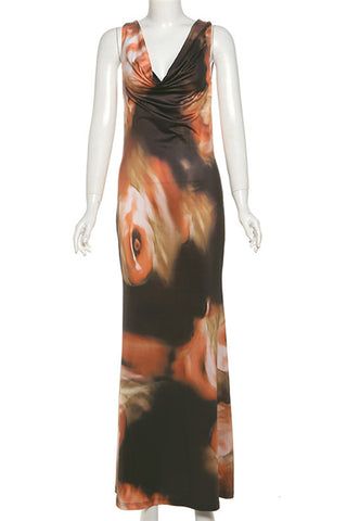 Abstract Print Maxi Dress