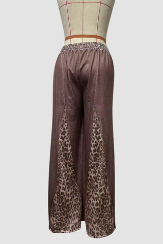 Wide-Leg Leopard Print Casual Pants