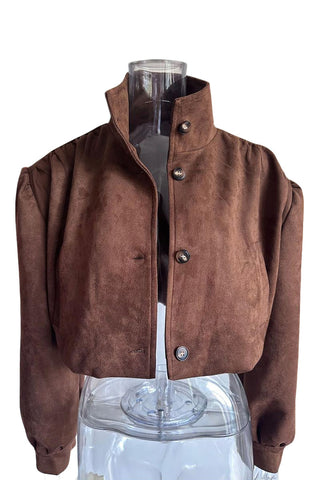 Cropped Button-Front Blazer Jacket