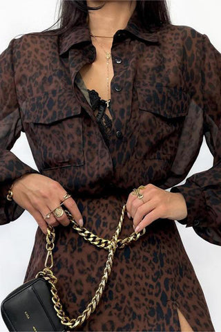 Sheer Button-Down Skirt Set
