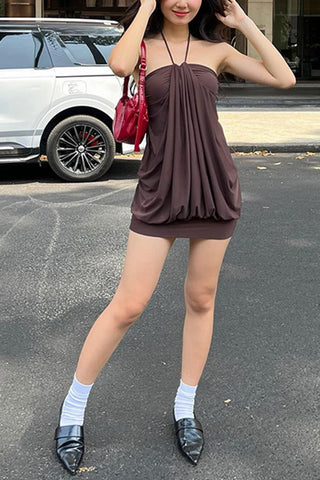 Draped Halter Casual Dress