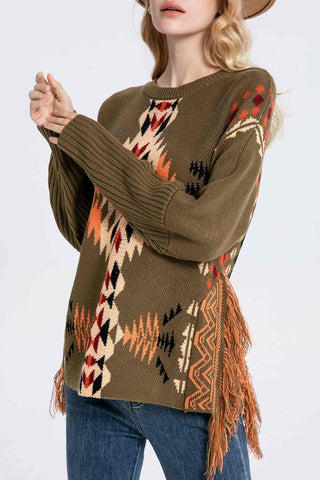 Geometric Fringe Sweater