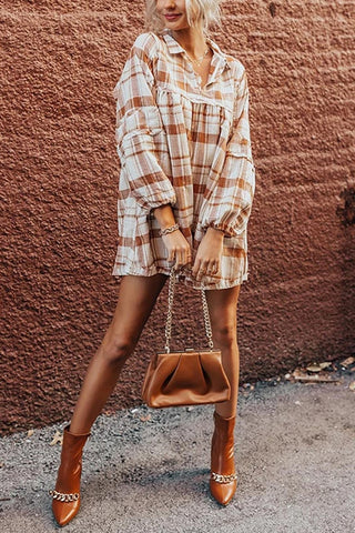 Plaid Side Pocket Mini Dress