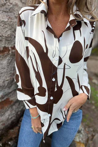 Abstract Pattern Button-Front Blouse