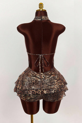 Halter Neck Leopard Print Casual Dress