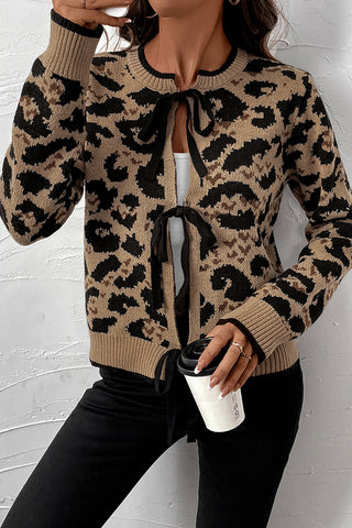 Tie-Front Leopard Cardigan