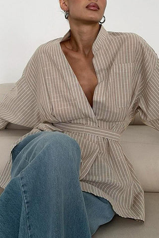 Striped Long Sleeve Tunic Top