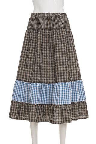 Tiered Gingham Maxi Skirt