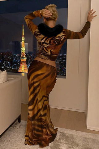 Statement Tiger Print Skirt Set