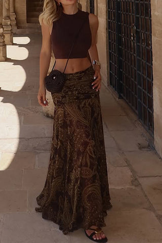 Elegant Paisley Maxi Skirt