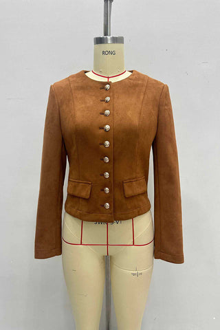 Elegant Button-Front Cropped Jacket
