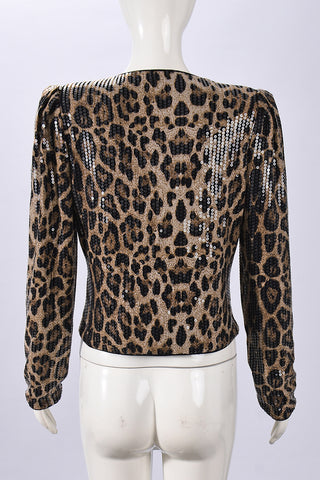Sequined Animal Print Blazer