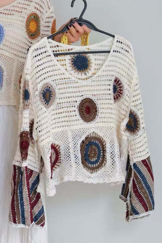 Crochet Patterned Sweater Ensemble