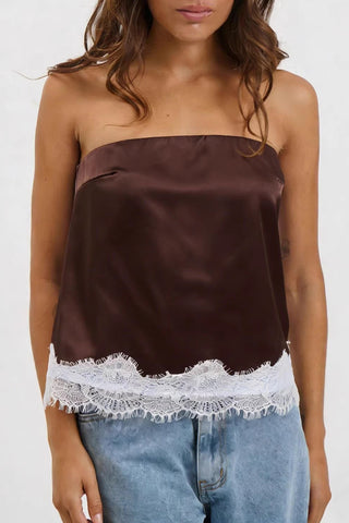 Strapless Lace-Trimmed Tank Top