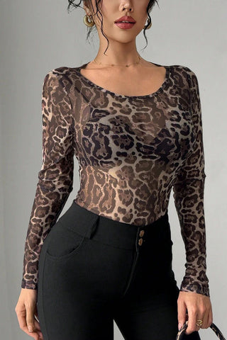 Sheer Leopard Long Sleeve Top