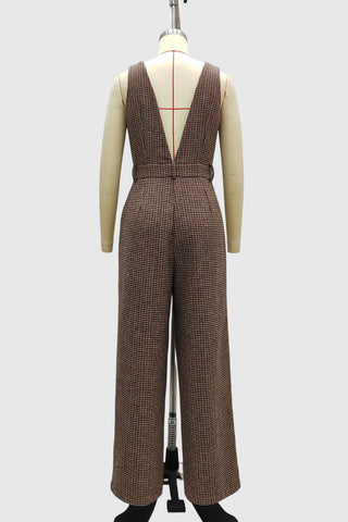V-Neck Button-Front Jumpsuit