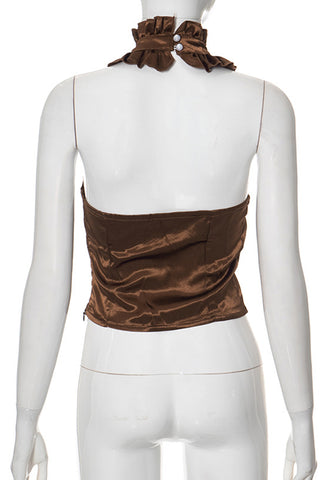 Ruffled High Neck Tank Top