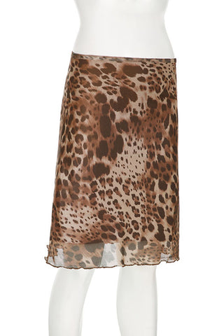 Elegant Animal Print Midi Skirt