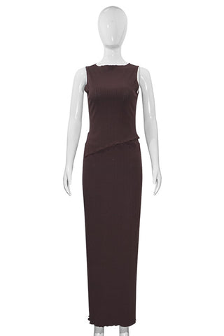 Asymmetrical Knit Top with Fitted Skirt Set