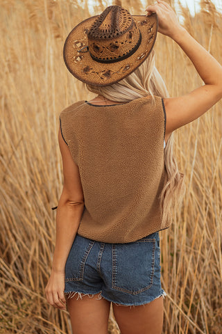 Tie-Front Sherpa Vest