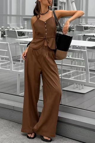 Elegant Spaghetti Strap Pant Set