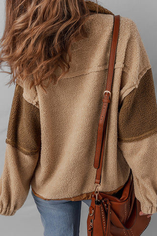 Snap-Front Patchwork Hoodie