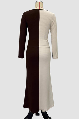 Dual-Tone Chic Skirt Set