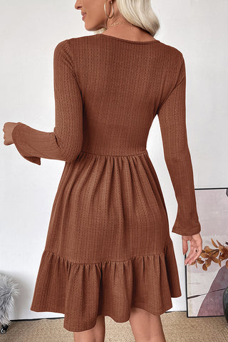 Long Sleeve Casual Fit and Flare Dress