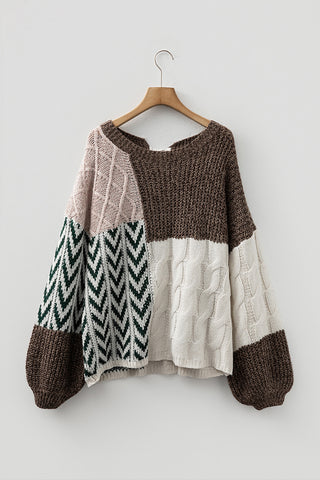 Stylish Patchwork Knit Sweater