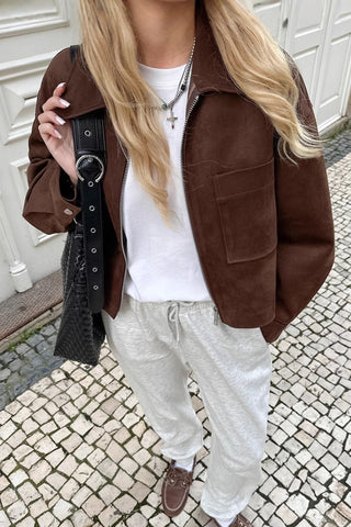 Casual Collared Crop Jacket