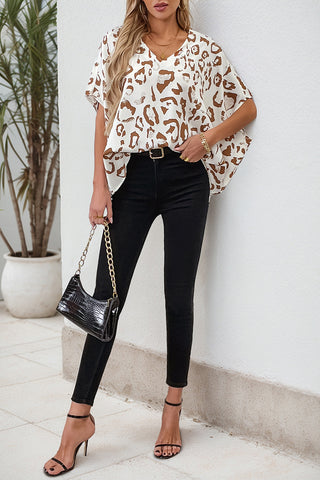 V-Neck Animal Print Relaxed Tee