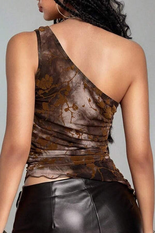 Asymmetrical Floral Tank Top