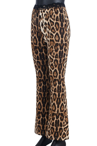 Leopard Print Flare Casual Pants