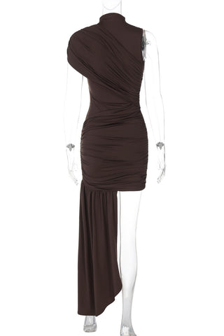 Asymmetric Ruched Casual Dress