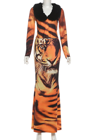 Statement Tiger Print Skirt Set