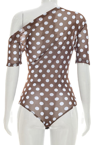 One-Shoulder Polka Dot Bodysuit