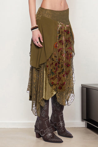 Layered Floral Midi Skirt