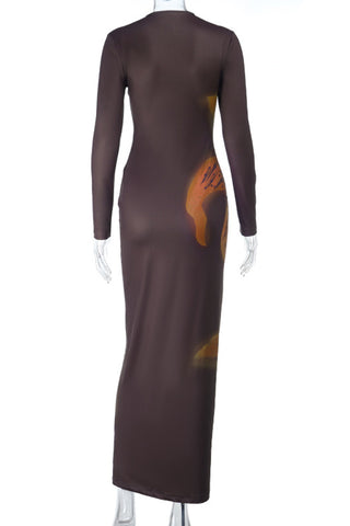 Long Sleeve Floral Casual Maxi Dress