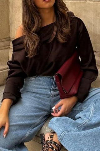 Off-Shoulder Long Sleeve T-Shirt