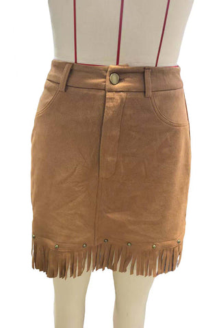 Fringe Hem Mini Skirt