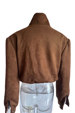 Cropped Button-Front Blazer Jacket