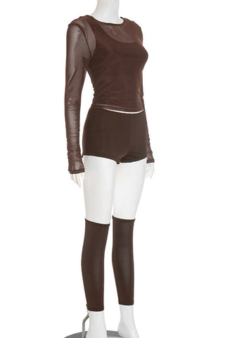Mesh Long Sleeve Short Set