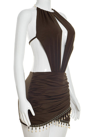 Halter Neck Cut-Out Casual Dress