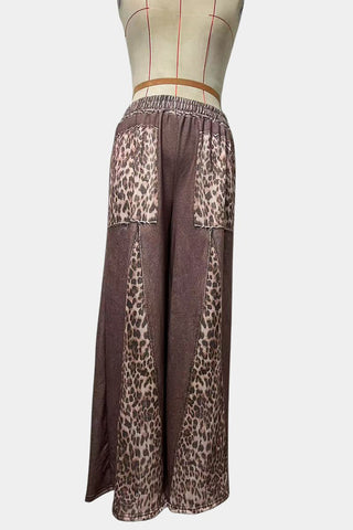 Leopard Wide-Leg Casual Pants