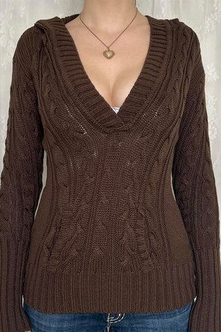 Cable Knit V-Neck Sweater